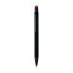 Stylo aluminium recyclé revêtement gomme à encre bleue couleur rouge quatrième vue
