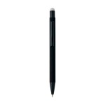 Stylo aluminium recyclé revêtement gomme à encre bleue couleur blanc deuxième vue