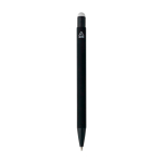 Stylo aluminium recyclé revêtement gomme à encre bleue couleur blanc troisième vue
