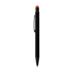 Stylo aluminium recyclé revêtement gomme à encre bleue couleur orange quatrième vue