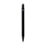 Stylo aluminium recyclé revêtement gomme à encre bleue couleur argenté deuxième vue
