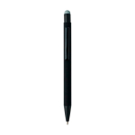 Stylo aluminium recyclé revêtement gomme à encre bleue couleur argenté troisième vue
