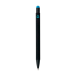 Stylo aluminium recyclé revêtement gomme à encre bleue couleur bleu ciel quatrième vue