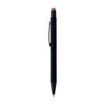 Stylo aluminium recyclé revêtement gomme à encre bleue couleur saumon deuxième vue