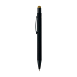 Stylo aluminium recyclé revêtement gomme à encre bleue couleur doré deuxième vue
