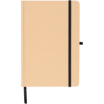 Carnet A5 kraft rigide avec élastique et pages lignées couleur noir quatrième vue