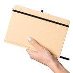 Carnet A5 kraft rigide avec élastique et pages lignées couleur noir huitième vue