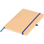 Carnet A5 kraft rigide avec élastique et pages lignées couleur bleu quatrième vue