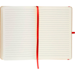 Carnet A5 kraft rigide avec élastique et pages lignées couleur rouge quatrième vue