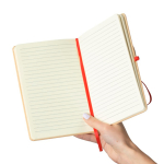 Carnet A5 kraft rigide avec élastique et pages lignées couleur rouge sixième vue