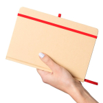 Carnet A5 kraft rigide avec élastique et pages lignées couleur rouge septième vue