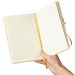 Carnet A5 kraft rigide avec élastique et pages lignées couleur doré cinquième vue