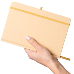 Carnet A5 kraft rigide avec élastique et pages lignées couleur doré septième vue