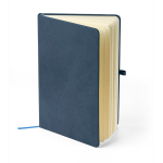 Carnet A5 en PU recyclé avec marque-page et pages lignées couleur bleu troisième vue