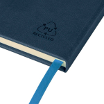 Carnet A5 en PU recyclé avec marque-page et pages lignées couleur bleu cinquième vue