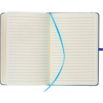 Carnet A5 en PU recyclé avec marque-page et pages lignées couleur bleu huitième vue