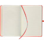 Carnet A5 en PU recyclé avec marque-page et pages lignées couleur rouge quatrième vue