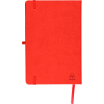 Carnet A5 en PU recyclé avec marque-page et pages lignées couleur rouge sixième vue