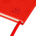 Carnet A5 en PU recyclé avec marque-page et pages lignées couleur rouge huitième vue