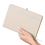 Carnet A5 en PU recyclé avec marque-page et pages lignées couleur blanc quatrième vue