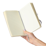 Carnet A5 en PU recyclé avec marque-page et pages lignées couleur blanc cinquième vue