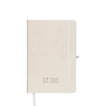 Carnet A5 en PU recyclé avec marque-page et pages lignées couleur blanc avec zone d'impression