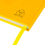 Carnet A5 en PU recyclé avec marque-page et pages lignées couleur jaune troisième vue
