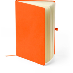Carnet A5 en PU recyclé avec marque-page et pages lignées couleur orange quatrième vue
