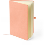 Carnet A5 en PU recyclé avec marque-page et pages lignées couleur rose septième vue