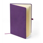 Carnet A5 en PU recyclé avec marque-page et pages lignées couleur violet troisième vue