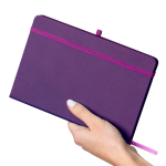 Carnet A5 en PU recyclé avec marque-page et pages lignées couleur violet quatrième vue