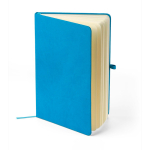 Carnet A5 en PU recyclé avec marque-page et pages lignées couleur bleu ciel quatrième vue