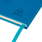 Carnet A5 en PU recyclé avec marque-page et pages lignées couleur bleu ciel septième vue