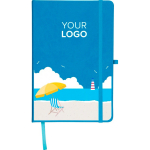 Carnet A5 en PU recyclé avec marque-page et pages lignées couleur bleu ciel huitième vue
