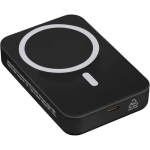 Batterie externe recyclée USB-C et sans fil 15 W 10 000 mAh couleur noir troisième vue