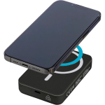 Batterie externe recyclée USB-C et sans fil 15 W 10 000 mAh couleur noir quatrième vue