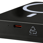 Batterie externe recyclée USB-C et sans fil 15 W 10 000 mAh couleur noir septième vue