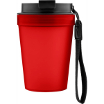 Gobelet transparent avec couvercle vissé et dragonne 350 ml couleur rouge deuxième vue