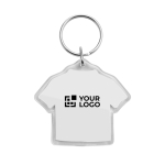 Porte-clés transparent en forme de t-shirt fabriqué en UE couleur transparent avec zone d'impression
