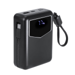 Batterie externe avec câbles intégrés et écran indicateur 20000mAh couleur noir première vue