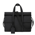 Sac de voyage roll-top similicuir avec sangle trolley et bandoulière couleur noir première vue