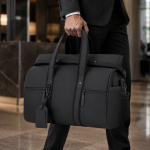 Sac de voyage roll-top similicuir avec sangle trolley et bandoulière