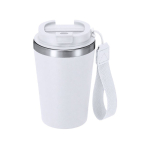Gobelet thermique recyclé avec fermeture hermétique et anse 350ml couleur blanc première vue