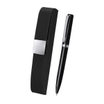 Stylo rotatif en acier inoxydable avec étui et encre bleue couleur noir première vue