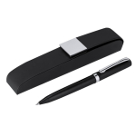 Stylo rotatif en acier inoxydable avec étui et encre bleue