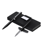 Set stylo-bille et roller en acier inoxydable avec étui et encre bleue