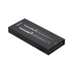 Set stylo-bille et roller en acier inoxydable avec étui et encre bleue