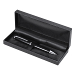 Stylo rotatif en aluminium avec étui en PU et encre bleue