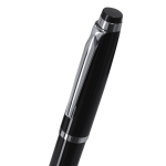 Stylo rotatif en aluminium avec étui en PU et encre bleue