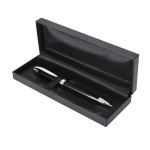 Stylo rotatif en aluminium brillant avec étui et encre bleue couleur noir première vue
